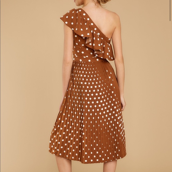 English Factory Polka Dot One Shoulder Ruffle Dres - Picture 3 of 4